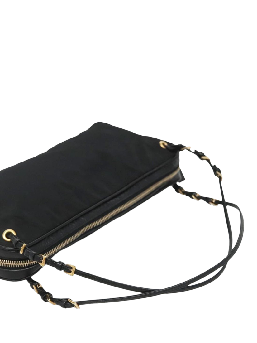 Product image 7 of 10, which shows Pre-loved Prada Nylon Gold Hardware Top Handle Bag, Black