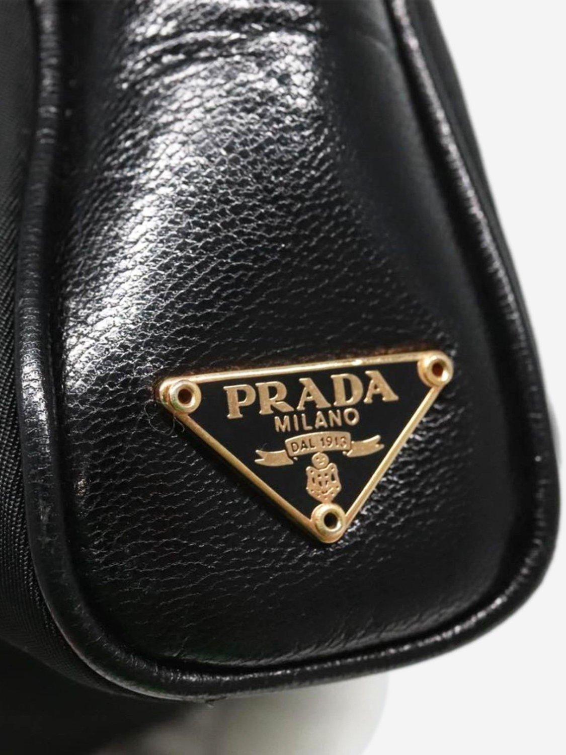 Product image 9 of 10, which shows Pre-loved Prada Nylon Gold Hardware Top Handle Bag, Black