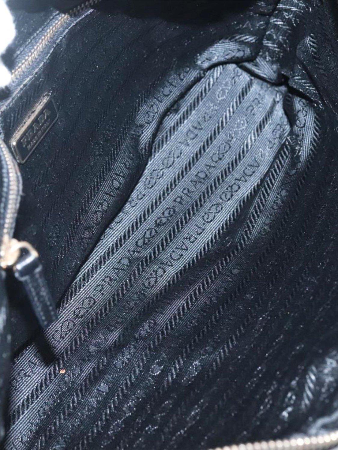 Product image 10 of 10, which shows Pre-loved Prada Nylon Gold Hardware Top Handle Bag, Black