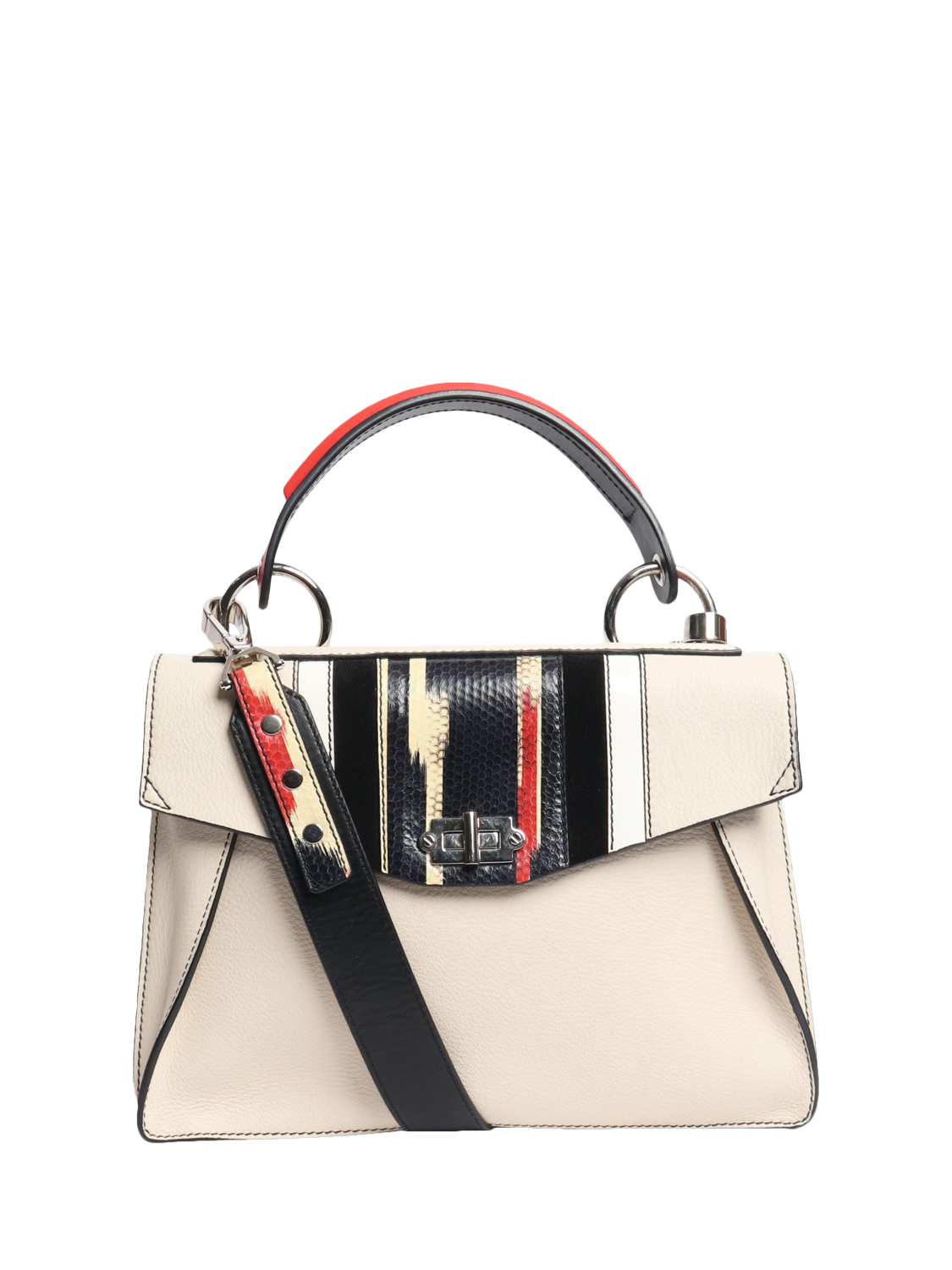 Product image 1 of 8, which shows Pre-loved Proenza Schouler Snake Effect Hava Bag, Cream/Multi