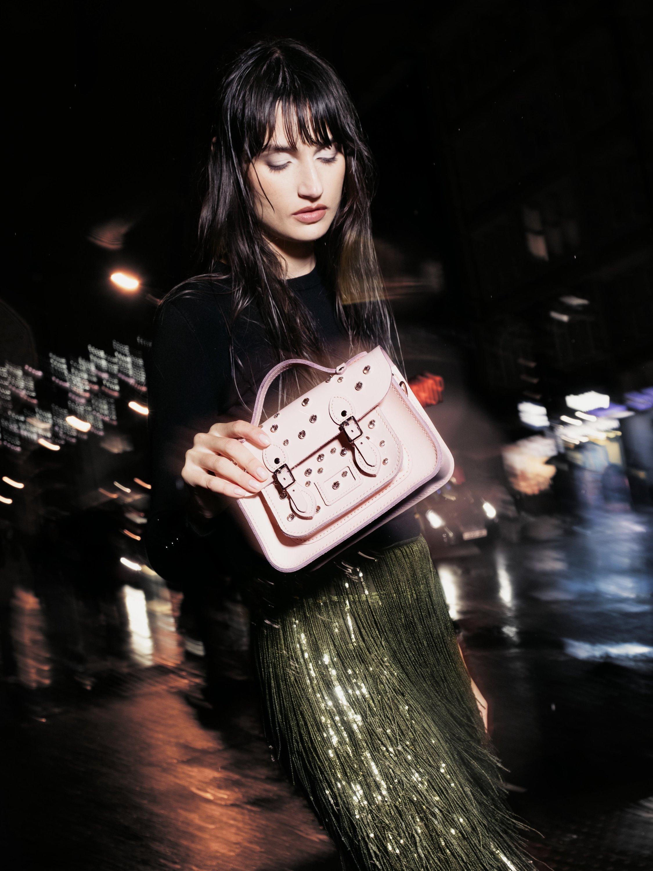 Product image 2 of 10, which shows Cambridge Satchel Swarovski Mini Leather Satchel, Pink