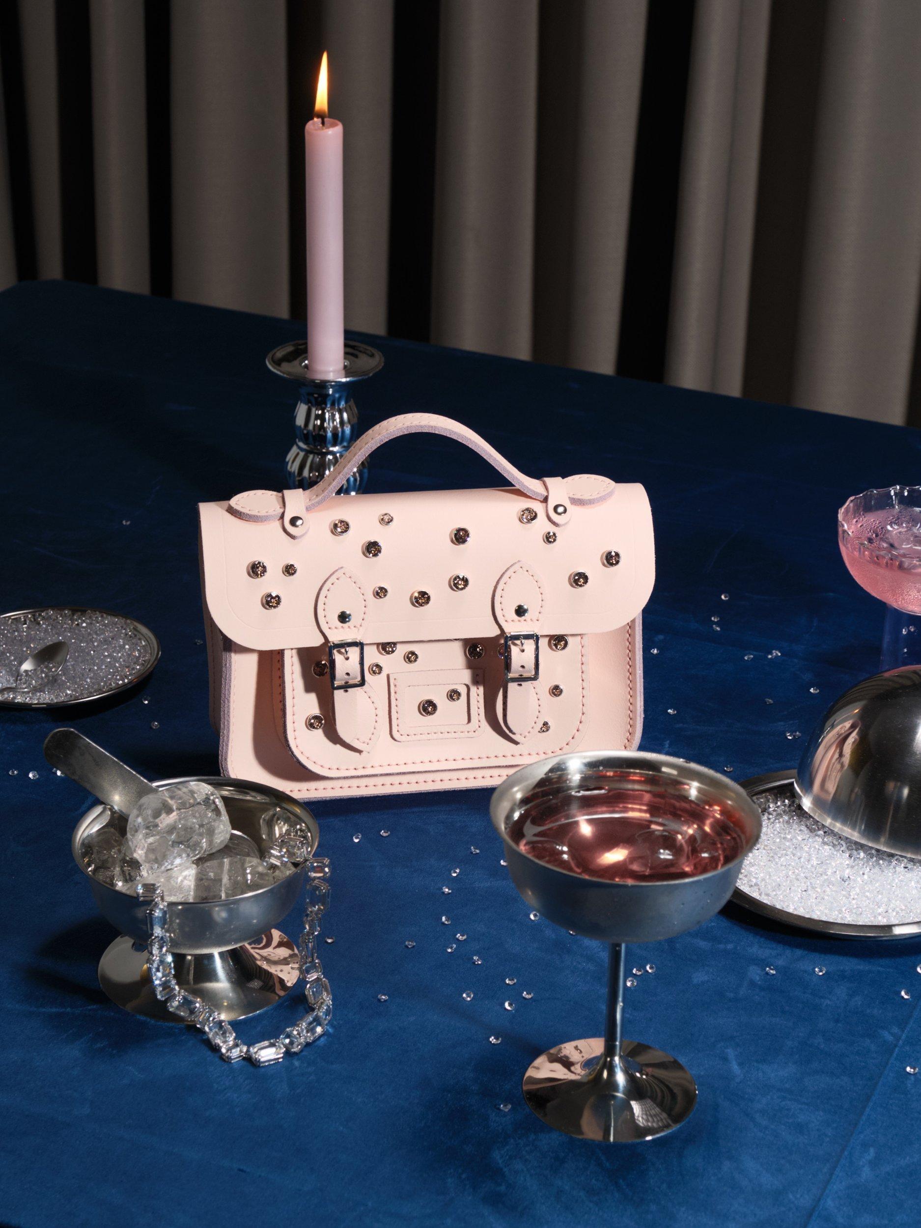 Product image 9 of 10, which shows Cambridge Satchel Swarovski Mini Leather Satchel, Pink