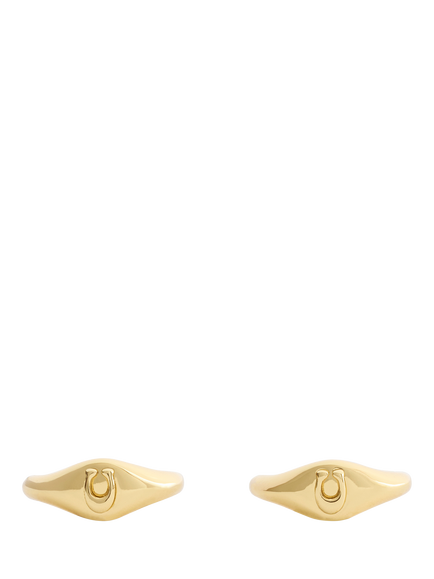 Coach Signature C Open Huggie Hoop Earrings, Shiny Gold - view 2, Shiny Gold