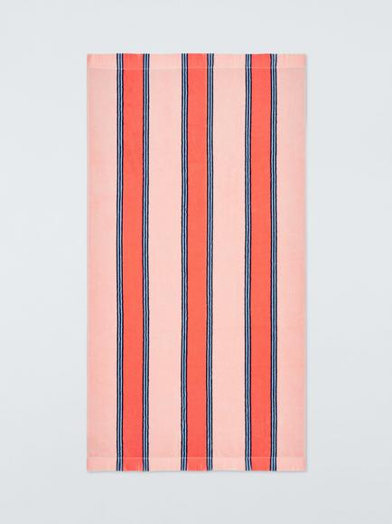 John Lewis Stripe Terry Beach Towel, Coral/Pink