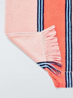 John Lewis Stripe Terry Beach Towel - view 2, Coral/Pink