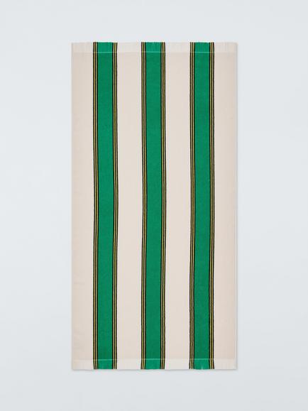 John Lewis Stripe Terry Beach Towel, Green/Cream