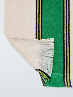 John Lewis Stripe Terry Beach Towel - view 2, Green/Cream