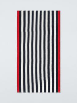 John Lewis Stripe Velour Beach Towel, Navy