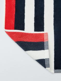 John Lewis Stripe Velour Beach Towel - view 2, Navy
