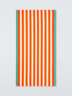 John Lewis Stripe Velour Beach Towel, Orange