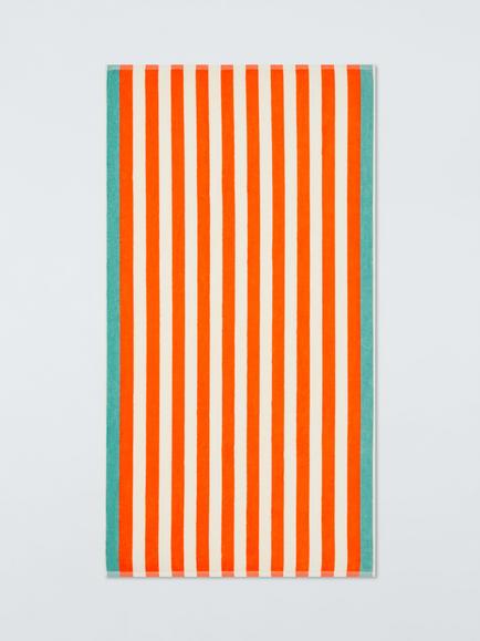 John Lewis Stripe Velour Beach Towel, Orange