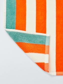 John Lewis Stripe Velour Beach Towel - view 2, Orange