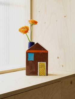 The Conran Shop Oddments Glazed Ceramic House Vase, Brown - view 2, Brown