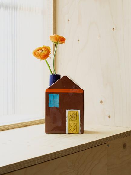 The Conran Shop Oddments Glazed Ceramic House Vase, Brown - view 2, Brown