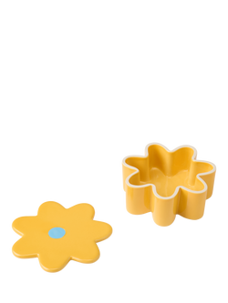 The Conran Shop Oddments Bits & Bots Glazed Ceramic Storage Pot, Yellow/Turquoise, Yellow / Turquoise