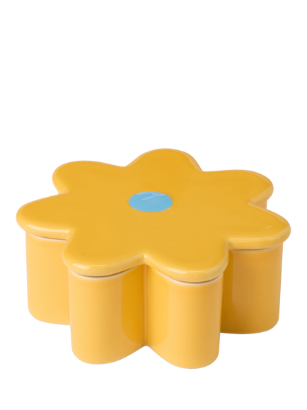 The Conran Shop Oddments Bits & Bots Glazed Ceramic Storage Pot, Yellow/Turquoise, Yellow / Turquoise