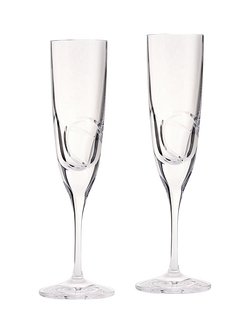 Vera Wang Luxe Graphite Cut Glass Crystal Champagne Flutes, 148ml, Set of 2, Clear, Crystal