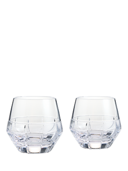Vera Wang Luxe Graphite Cut Glass Crystal Tumblers, 320ml, Set of 2, Clear, Crystal