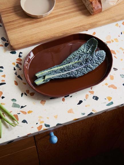 The Conran Shop Shapes Oval Porcelain Platter, 32cm, Cacao - view 2, Cacao