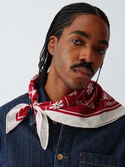 John Lewis x LABRUM Diamond Print Square Silk Scarf, Red, Red