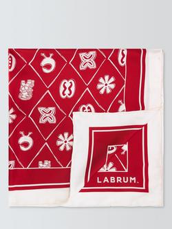 John Lewis x LABRUM Diamond Print Square Silk Scarf, Red - view 2, Red