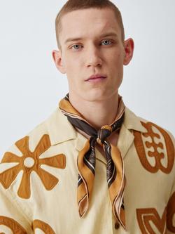 John Lewis x LABRUM Logo Square Silk Scarf, Brown, Brown