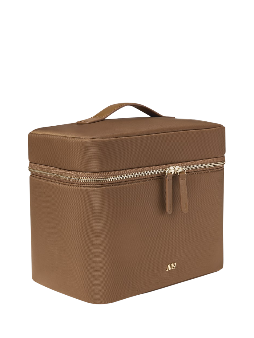 Product image 1 of 6, which shows July Vanity Cosmetic Case, Light Brown