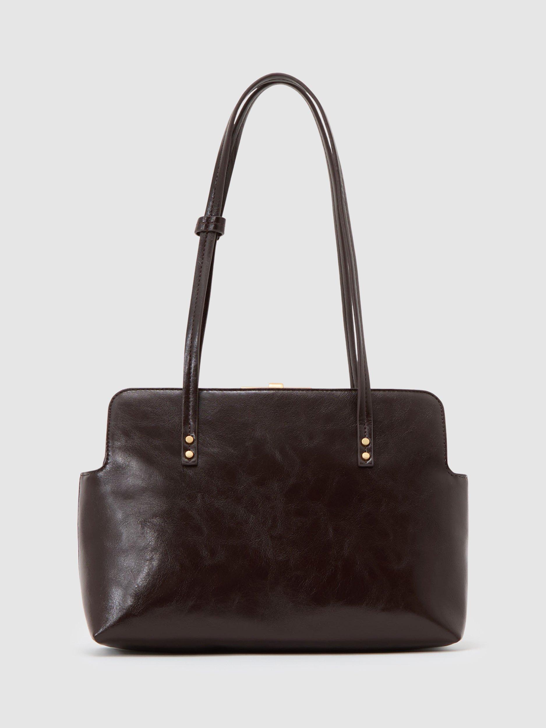 Product image 1 of 5, which shows Reiss Cecily Frame Shoulder Bag, Burgundy