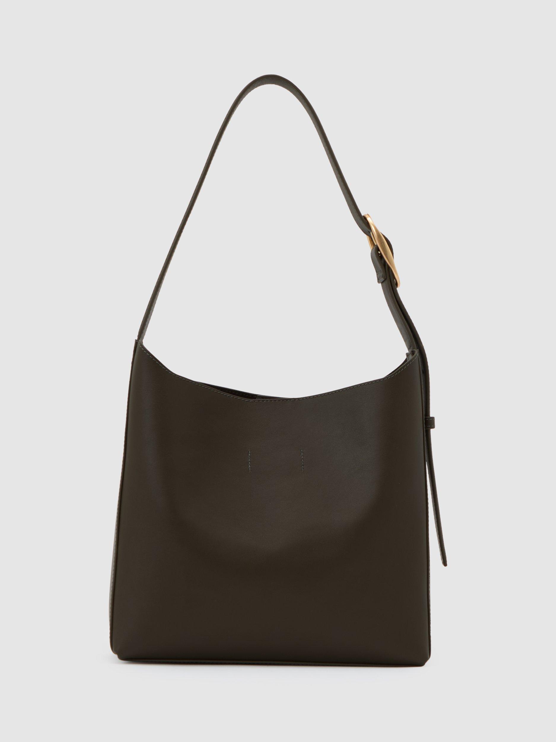 Product image 5 of 5, which shows Reiss Greta Suede & Leather Tote Bag, Green