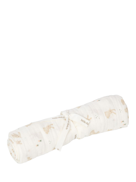 Little Dutch Newborn Naturals Baby Bunnies Muslin Swaddle Blanket, Multi
