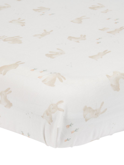 Little Dutch Newborn Naturals Baby Bunnies Fitted Cotbed Sheet, Multi