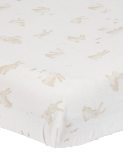 Little Dutch Newborn Naturals Baby Bunnies Fitted Cotbed Sheet, Multi