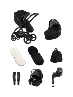 egg 3 Pushchair with Maxi-Cosi Pebble 360 Pro2 Car Seat and Base Luxury Bundle, Black, Black