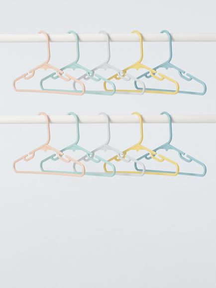 John Lewis Children's Plastic Hangers, Pack of 10, Multi, Multi