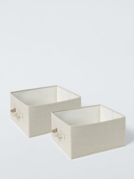 John Lewis Polyester Open Storage Boxes, Pack of 2, Ecru, Ecru