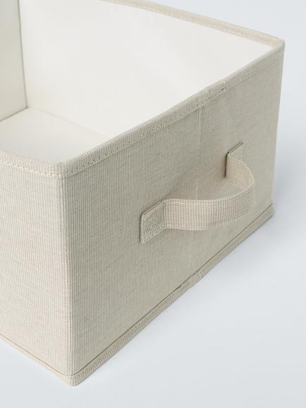John Lewis Polyester Open Storage Boxes, Pack of 2, Ecru - view 2, Ecru