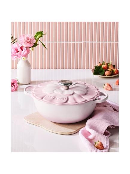 Le Creuset Cast Iron Petal Signature Soup Pot, 26cm - view 2, Shell Pink