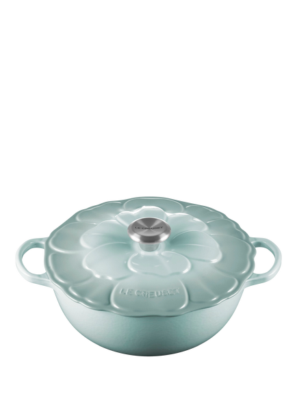 Le Creuset Cast Iron Petal Signature Soup Pot, 26cm, Sea Salt