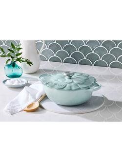 Le Creuset Cast Iron Petal Signature Soup Pot, 26cm, Sea Salt - view 2, Sea Salt