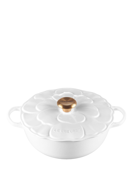 Le Creuset Cast Iron Petal Signature Soup Pot, 26cm, White, White