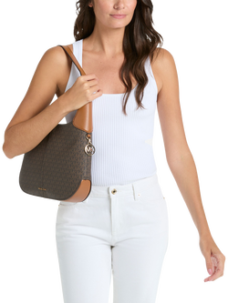 Michael Kors Alice Medium Signature Logo Shoulder Bag, Brown/Acorn - view 2, Brown/Acorn