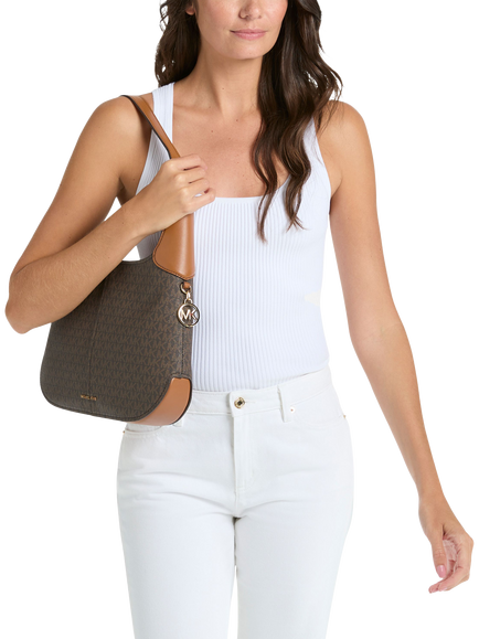 Michael Kors Alice Medium Signature Logo Shoulder Bag, Brown/Acorn - view 2, Brown/Acorn