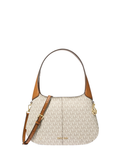 Michael Kors Alice Small Signature Logo Shoulder Bag, Vanilla/Acorn, Vanilla / Acorn