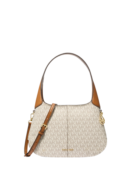 Michael Kors Alice Small Signature Logo Shoulder Bag, Vanilla/Acorn, Vanilla / Acorn
