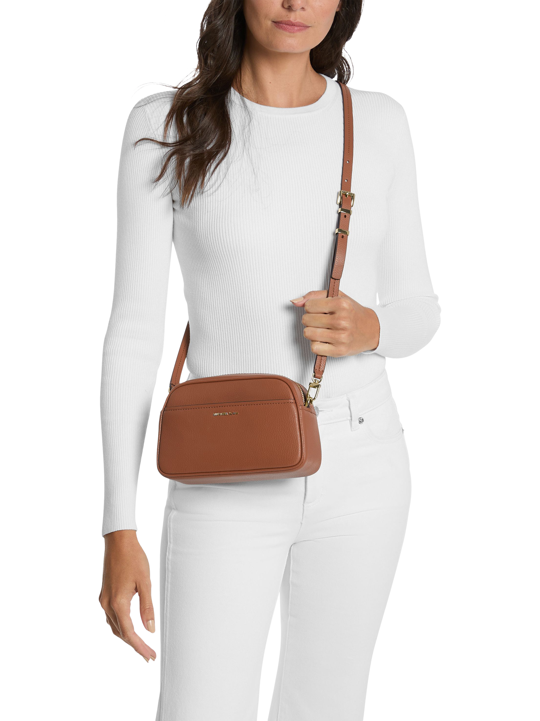 Product image 3 of 4, which shows Michael Kors Jetset Leather Crossbody Bag, Luggage