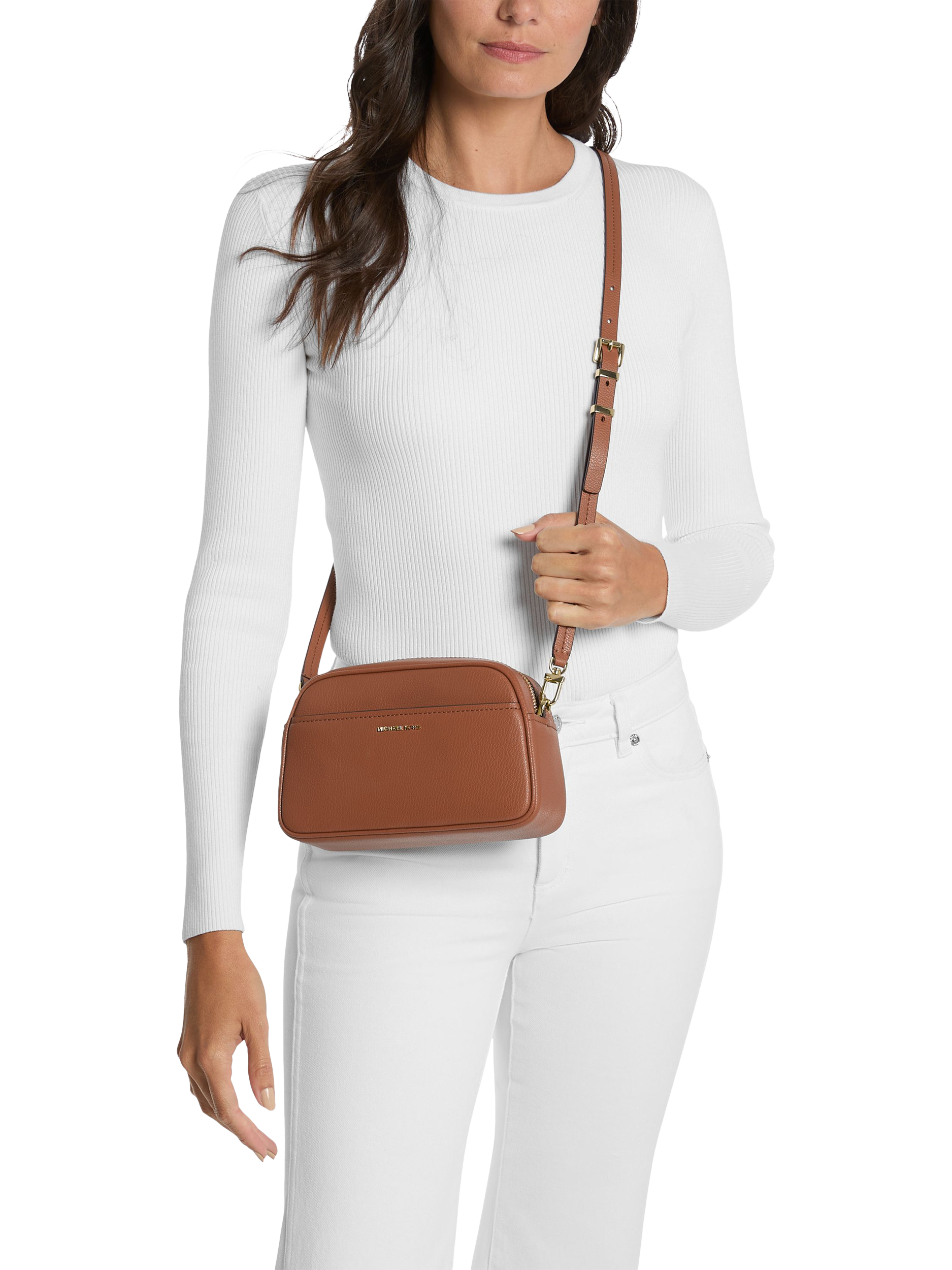 Product image 4 of 4, which shows Michael Kors Jetset Leather Crossbody Bag, Luggage