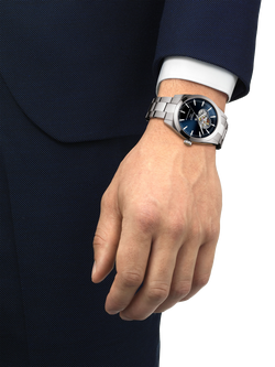 Tissot T1274071104101 Men's Powermatic Open Heart Bracelet Strap Watch, Blue/Silver - view 2, Blue/Silver