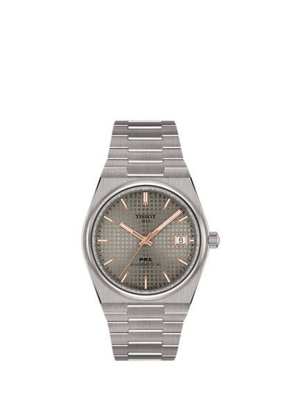 Tissot T1378074406100 Unisex Titanium PRX Powermatic 80 Automatic Bracelet Strap Watch, Anthracite/Titanium, Anthracite/Titanium