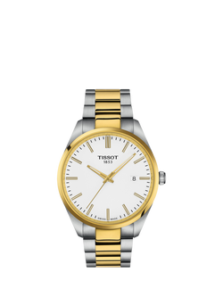Tissot T1504102201100 Men's PR100 Date Bracelet Strap Watch, White/Two-tone, White/Two-tone