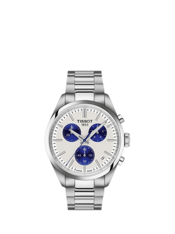 Tissot T1504171101100 Men's PR100 Date Sub-Dial Bracelet Strap Watch, Silver/Silver, Silver/Silver